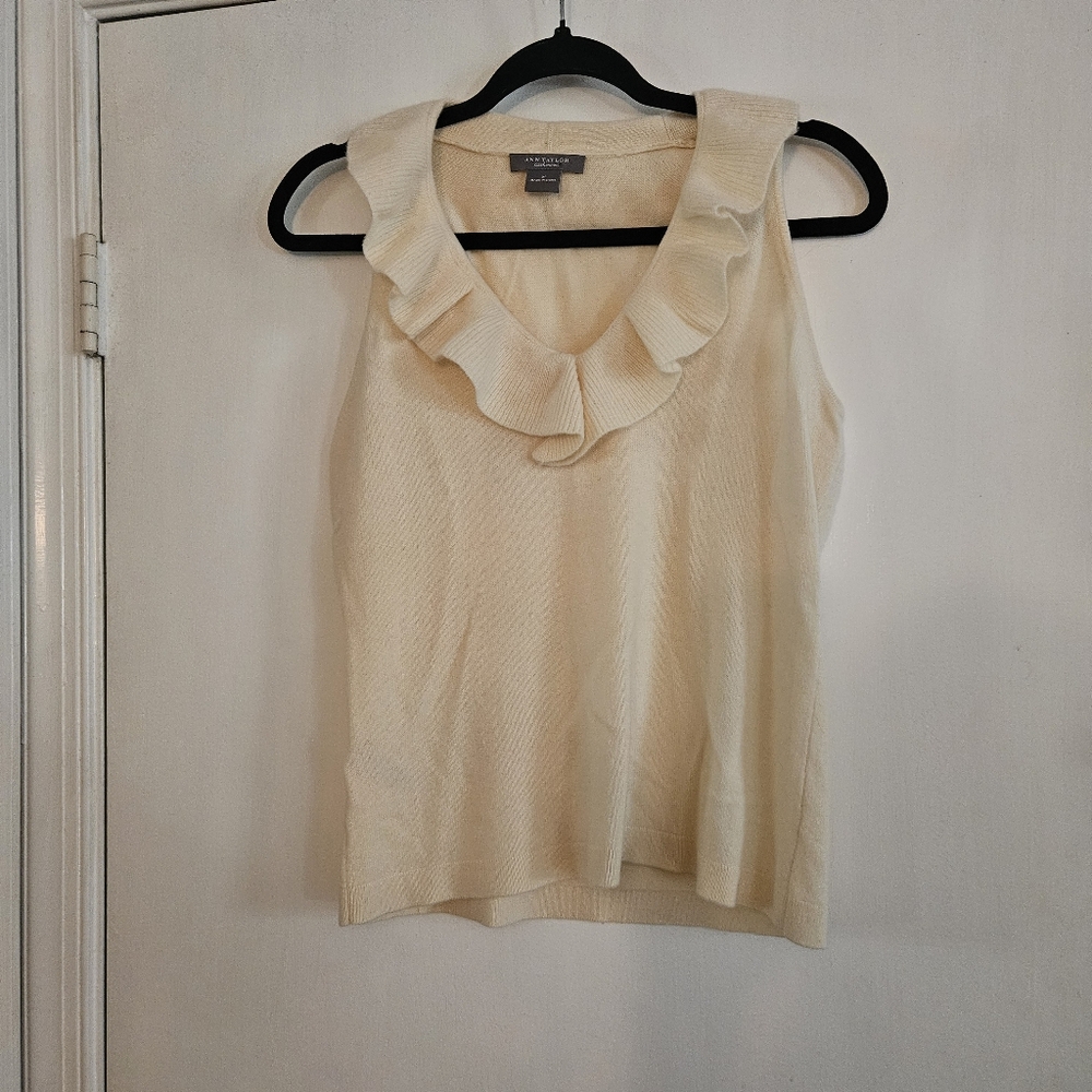 NWOT Cashmere Ruffle Sleeveless Top By Ann Taylor Size Medium